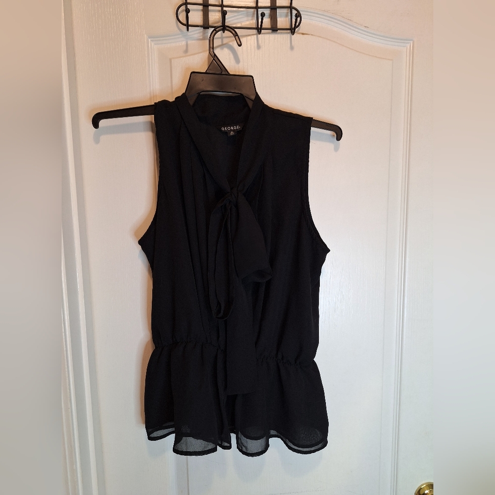 George Black Tie Front Blouse/ MEDIUM /